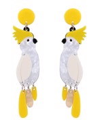 Øreringe - hængeøreringe papegøje, gule